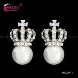 Elegant Silver Grown Stud Earrings Jewelry with Pearl Pendant Jewelry