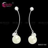 Luxury Long Silver Drop Earrings Jewelry with Pearl Pendant