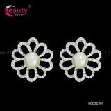 Popular Style Clip Earrings Silver Flower Crystal Earrings Jewelry for Women