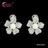 Simple Style Flower Shape Clip Earrings Jewelry with Rhinestone