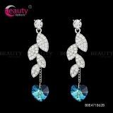 New Design Leaf and Heart Shape Crystal Earrings Jewelry