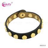 Punk Style Leather Bracelet with Golden Rivet