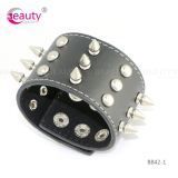 High Class Metal Rivets PU Artificial Black Leather Bracelets Jewelry