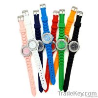 Fashion diamond sport plastic or silicone watch with diamond