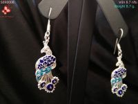 Sukhothai Silver 99.9%, Handmade Peacock Earrings SER0006