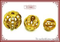 paved brass metal beads round ball