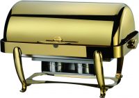 Full Gold Plated Rectangular Roll Top Chafing Dish