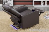Genuine Leather Recliner Chair with LED Lights