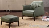 Genuine Leather Leisure Chair With Ottoman