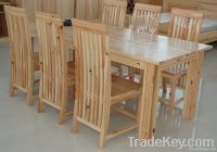Solid Wood Pine Wood Dining Chair and Dining Table Set