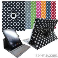 360 Rotating Smart Cover Polka Dots Leather ipad 2 & 3