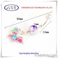 Vogue crystal setting navel belly ring body piercing jewelry