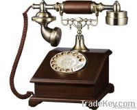 rubber wood rotary telephone for vintage home accents       blossom age       