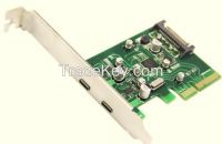 PCIe X4 to 2ports USB3.1 Type-C expansion card