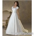Glamorous A-line/Princess Short-Sleeve Floor-Length Wedding Dresses