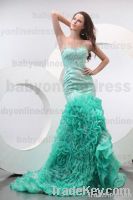 2013 Sexy Satin & Lace Beaded Meimaid Evening Dress