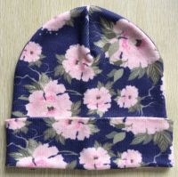 Beanies with Printed Flowers