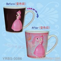 V Shape Ceramic Color Changing Mug, Coffee Mug
