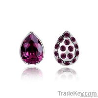 18K Gold Plated Purple Raindrop Crystal Earring Jewelry