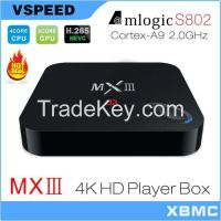 Android 4.4 TV Box1080p Android TV Box Mxiii S802 M82 (MX3) 4k Video Play Back, Pre-Installed Xbmc, Miracast, Dlna, Airplay