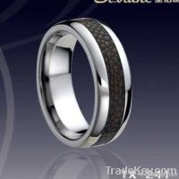 Tungsten ring Inlay Genuine Skin