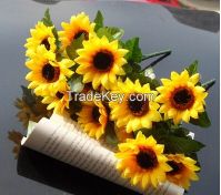 Hot sell display flower real touch non-polluting sun flower Artificial Flower rose flower Simulation Wedding or Home Decorative Flower