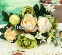 Europeanism Artificial Noble Peony Flower Bouquet Home Party Decorative Flowers 52cm Length With Six Big Flowers Good Quality Silk Handmade Flower