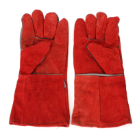 Red cow leather welding gloves
