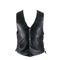 men leather biker vest