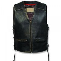 brown leather vest