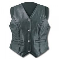 brown leather motorcycle vest