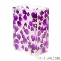 vase resin hand cast  : orchid petals embed
