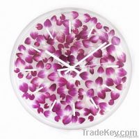wall clock resin hand cast : orchid petals embed