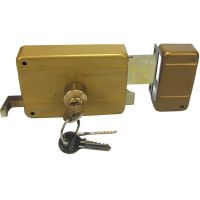 RIM LOCKS / RIM DOOR LOCK / SIX TURN RIM LOCK / FIXED CYLINDER RIM DOOR LOCK / ICSA ITALY AND BRASS FINISH RIM LOCK