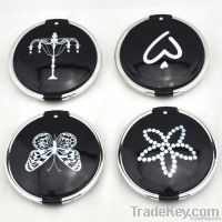 Deluxe black crystal metal compact mirror