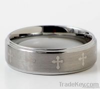 8MM Tungsten Carbide Mens Ring Silver Cross Wedding Band Tungsten Ring