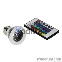 E27 1x3w 3W AC85~265V LED Spotlight RGB 16 Color Changing + IR Remote