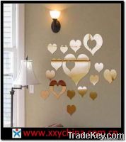2012 hot design, heart shaped wall mirror stickers