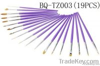 19 pcs purple wooden handle pbt hair nail art brush set