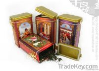 airtight tea tin with plastic lid and metal clasp