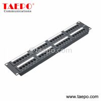 19 inch 2U 48 port CAT6 RJ45 UTP network patch panel with 2 cable management from China Factory TAEPO