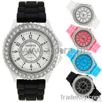 2012 new silicone fashion women diamond watch Geneva watches