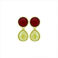 GOLD PLATED EARRING WITH NATURAL STONE