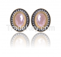 Brazilian Fashion Earring with natural stone and zircon