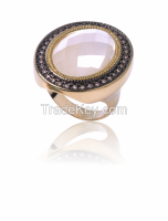 Brazilian Fashion Ring with natural stone and zircon