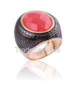 GOLD PLATED RING with natural stone