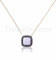 Brazilian Fashion Necklace with zircon and natural stone