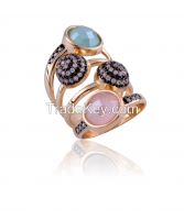 GOLD PLATED RING with natural stone