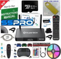 BUY 2 GET 1 FREE New Super, S 5 P R O, Bundle Box, 2024 Model, 1 Voice and 1 Full Keyboard Remote, 1 HDMI, Tf Card, Memory Stick, LED Light Strip (Install Instructions by Seller, Phone Support)., black
