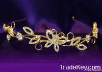 Bridal Wedding Crystal Gold Butterfly Headband Tiara CT1114